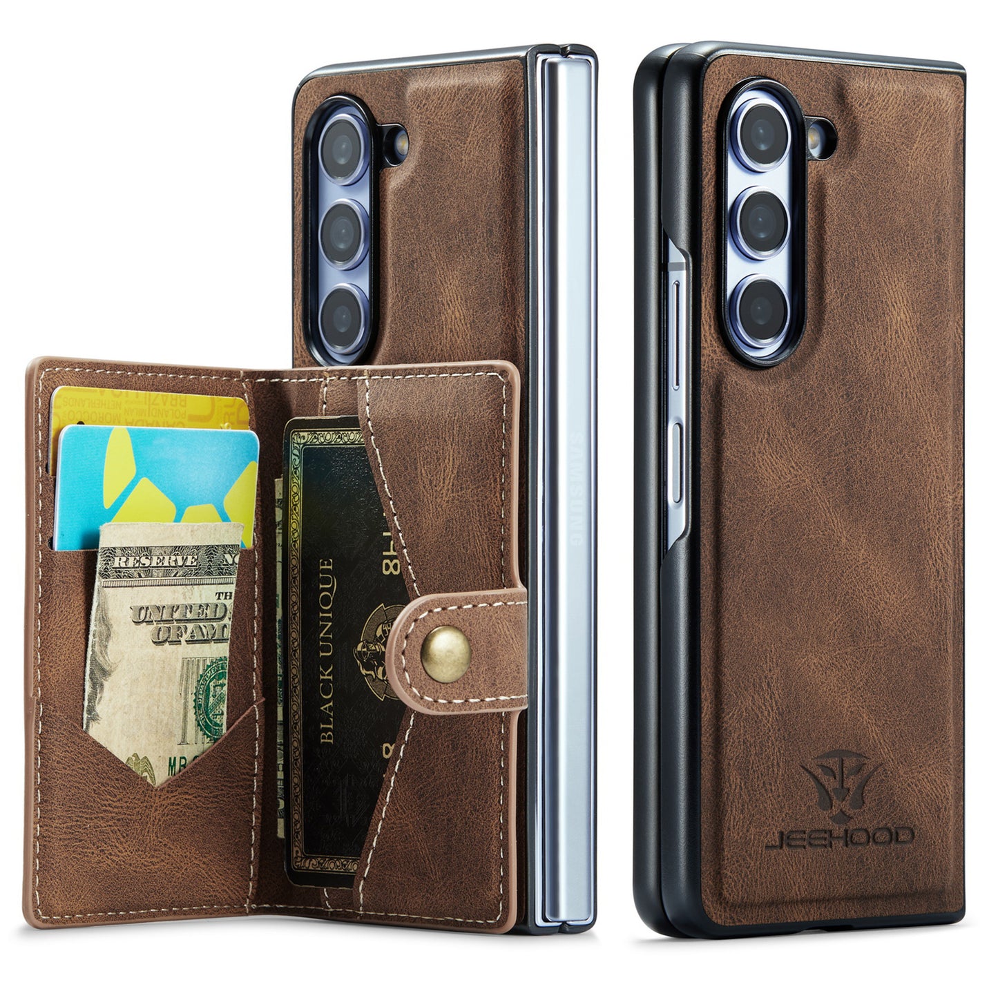 Magnetic Detachable Card Holder Galaxy Z Fold5 Case Leather Flip