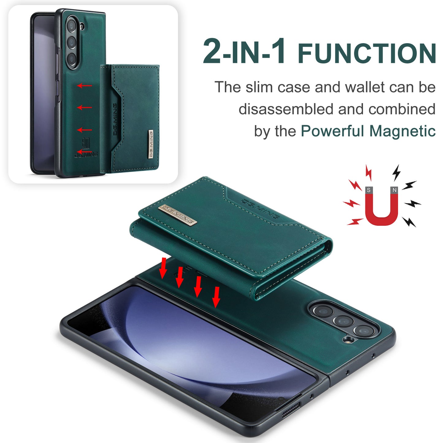 Retro Detachable Fold Card Holder Galaxy Z Fold5 Case Magnetic Clip