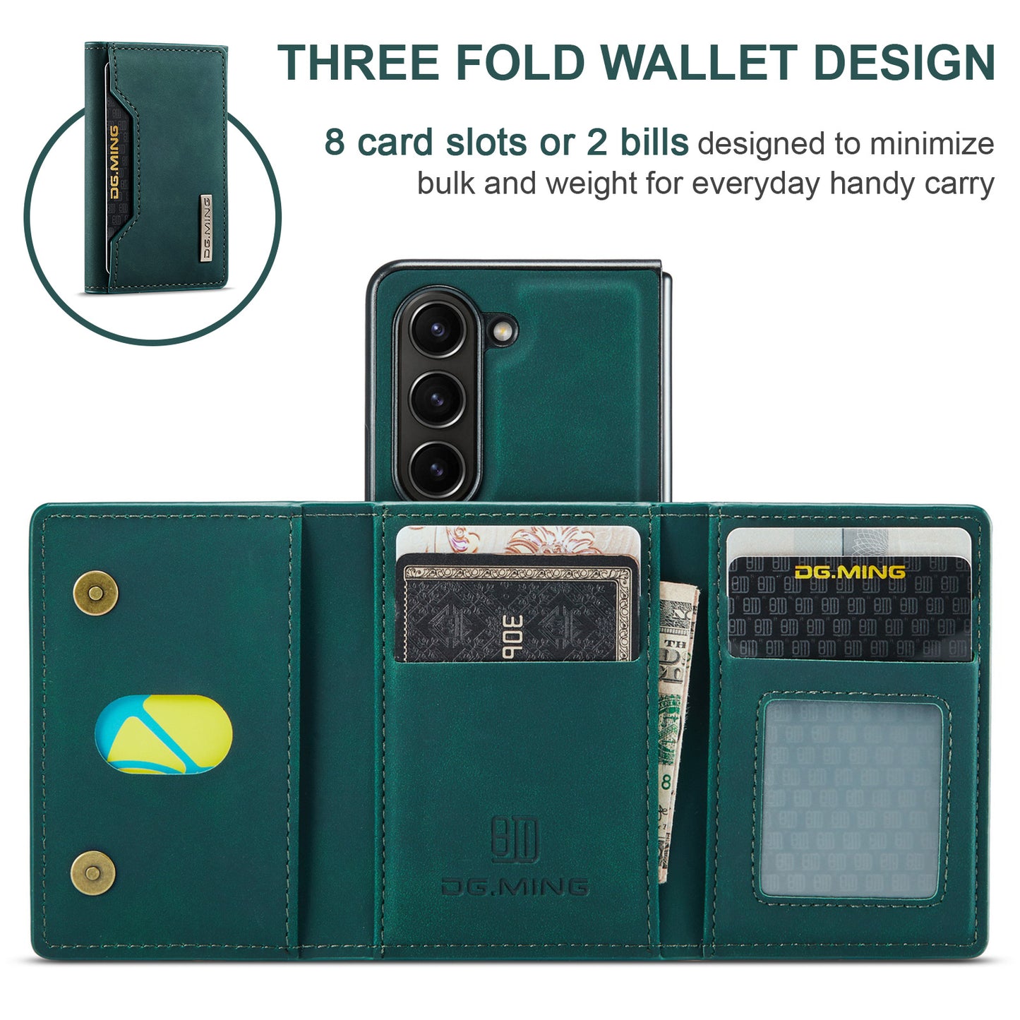 Retro Detachable Fold Card Holder Galaxy Z Fold5 Case Magnetic Clip