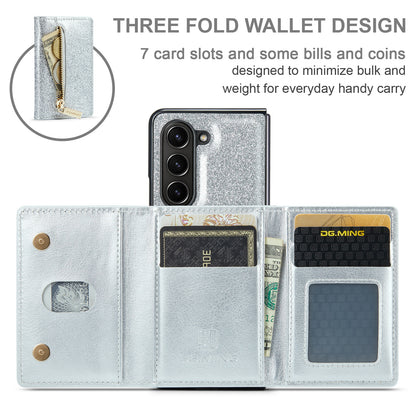 Glitter Leather 2-in-1 Wallet Zipper Galaxy Z Fold5 Case Detachable