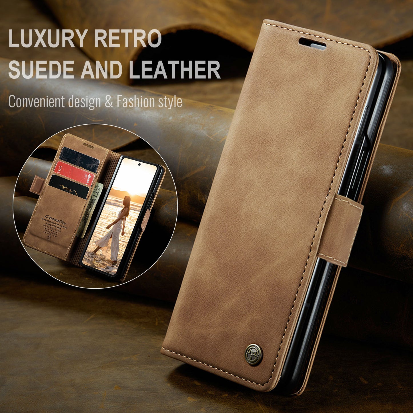 Book Classical Retro Leather Galaxy Z Fold6 Case Slim Wallet Stand