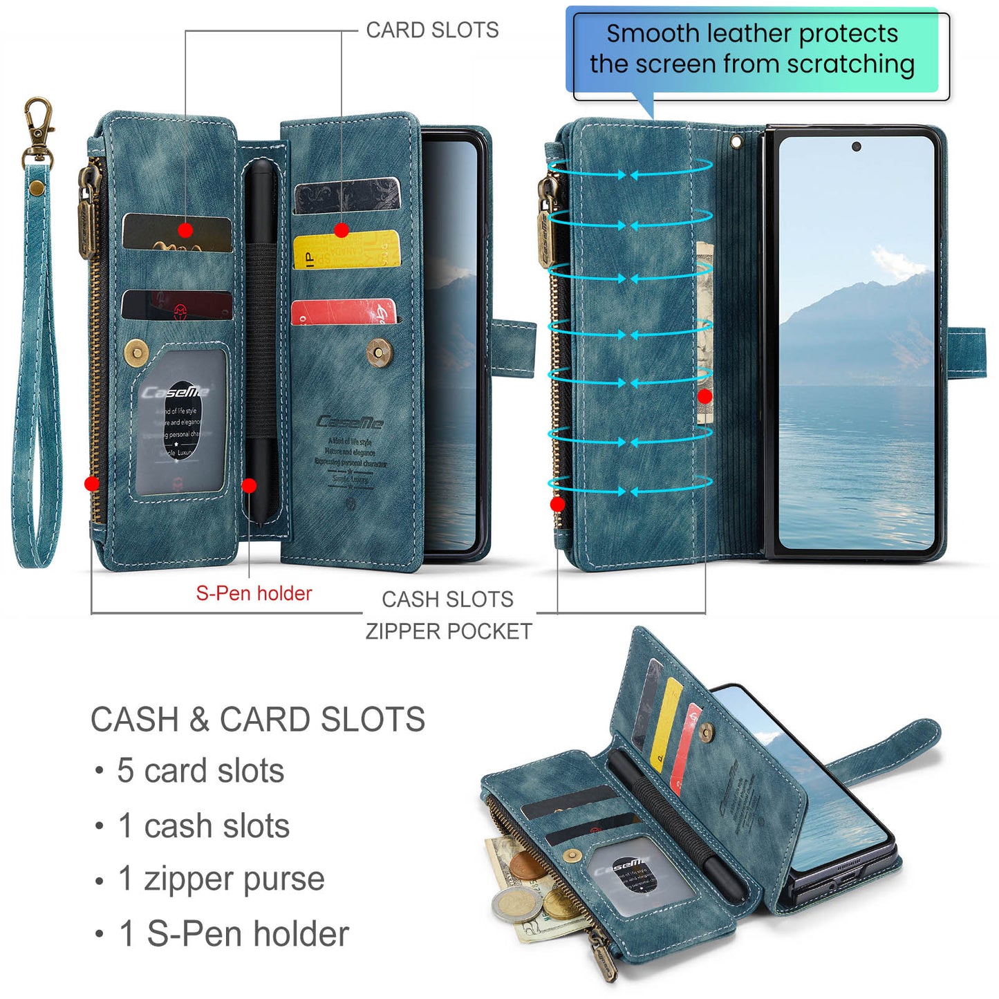 Multi-card Hand Strap Galaxy Z Fold6 Case Double Fold Stand