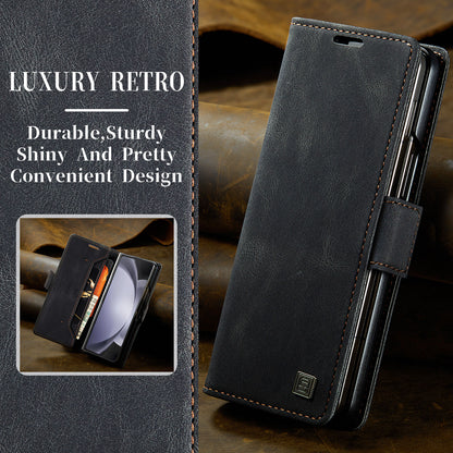 Luxury Retro Leather Galaxy Z Fold5 Case Magnetic Buckle RFID