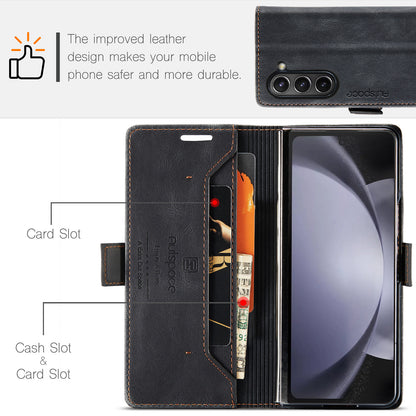 Luxury Retro Leather Galaxy Z Fold5 Case Magnetic Buckle RFID