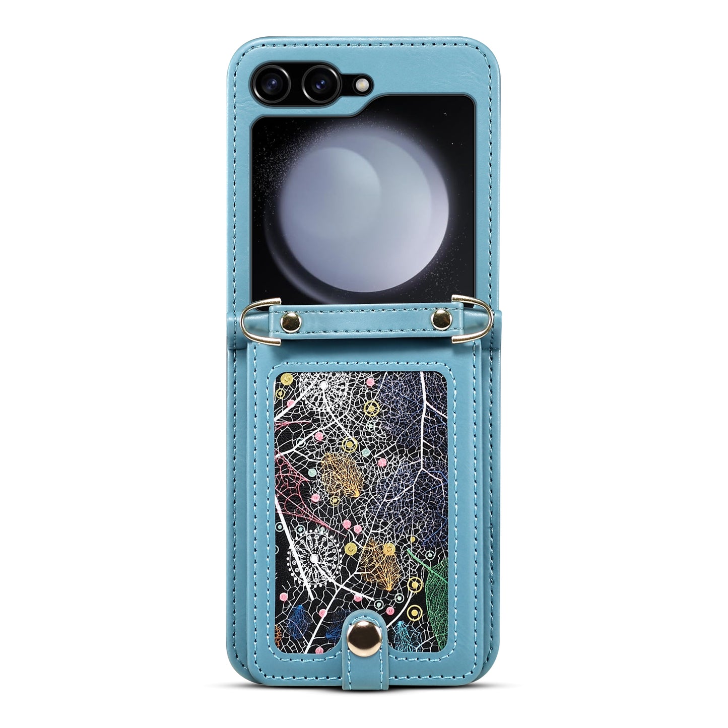 Interstellar Expanse Galaxy Z Flip6 Case Flip with Shoulder Strap