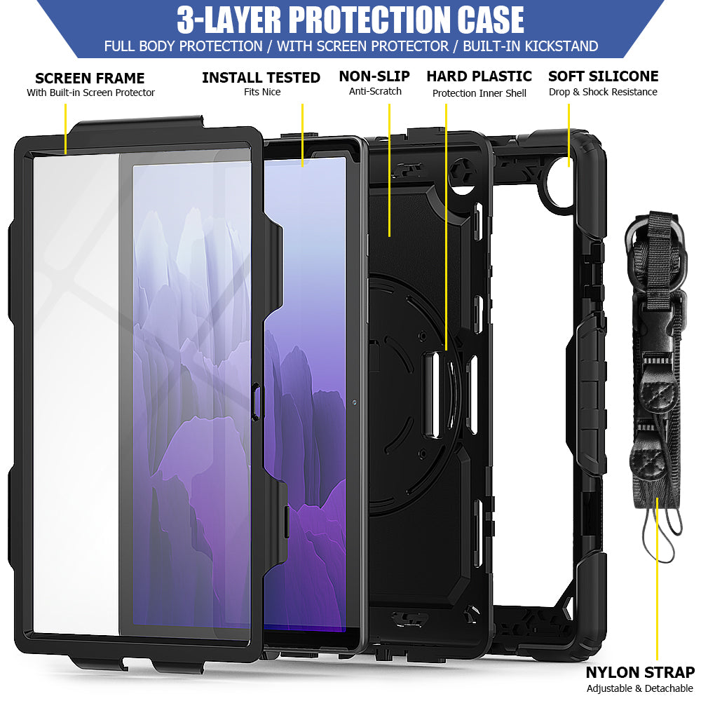 Tough Box Hand Strap Galaxy Tab A7 Case Built-in Screen Protector