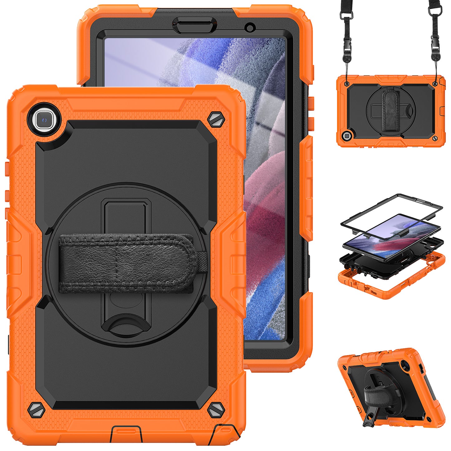 Tough Box Hand Strap Galaxy Tab A7 Lite Case Built-in Screen Protector