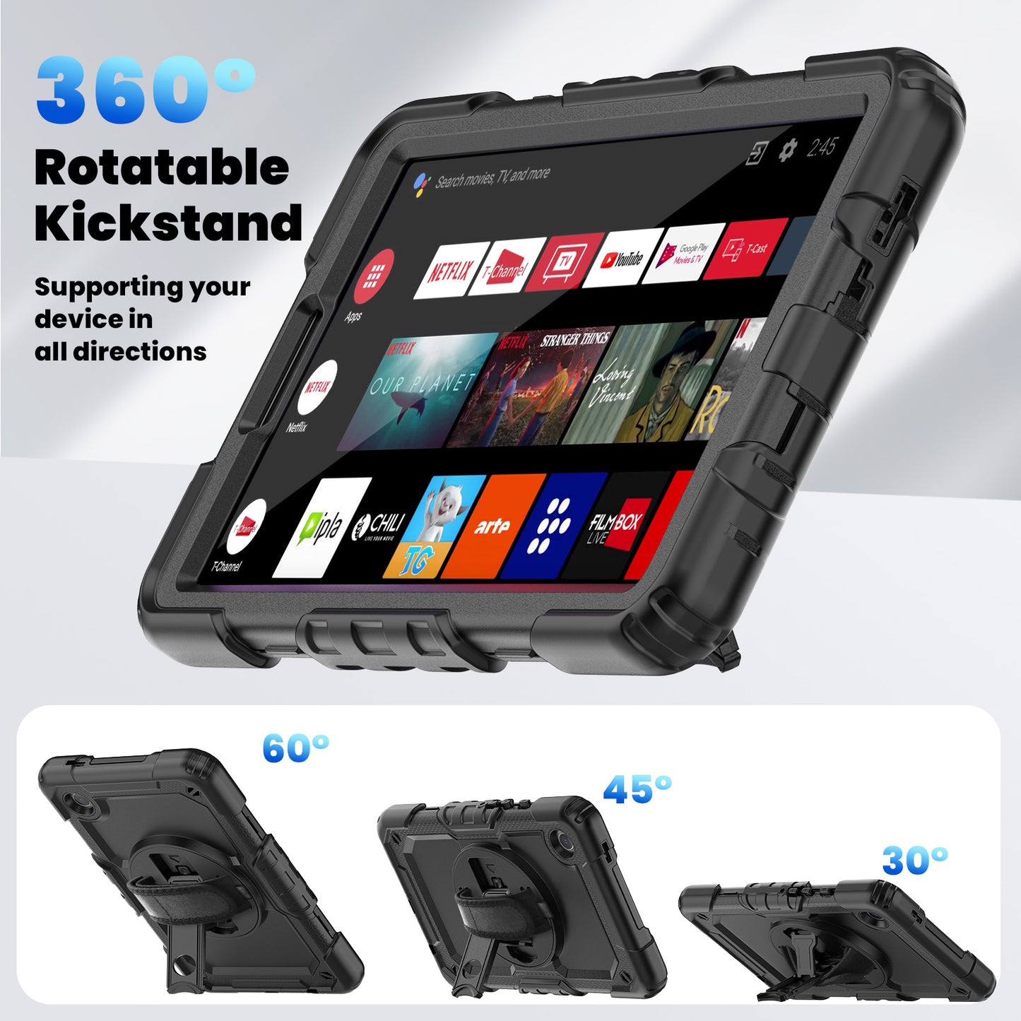 Tough Box Hand Strap Galaxy Tab A9 Case Built-in Screen Protector