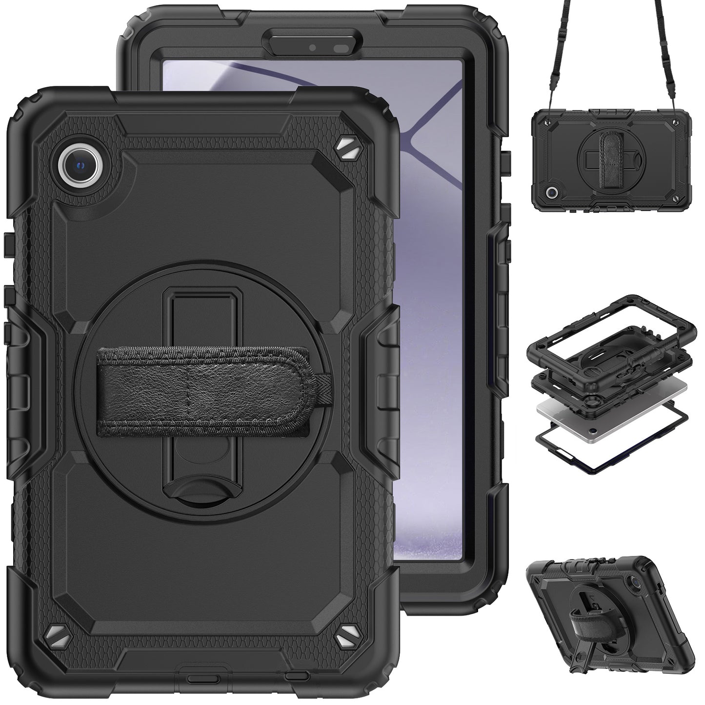 Tough Box Hand Strap Galaxy Tab A9 Case Built-in Screen Protector