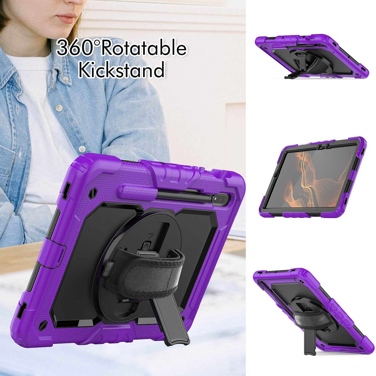 Tough Box Hand Strap Galaxy Tab S8 Case Built-in Screen Protector