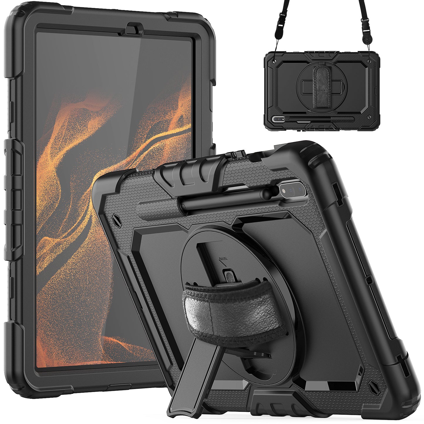 Tough Box Hand Strap Galaxy Tab S8 Case Built-in Screen Protector