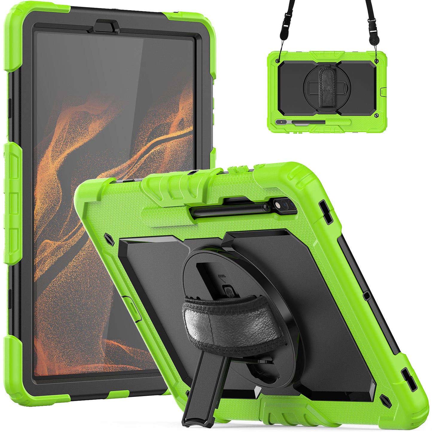 Tough Box Hand Strap Galaxy Tab S8+ Case Built-in Screen Protector