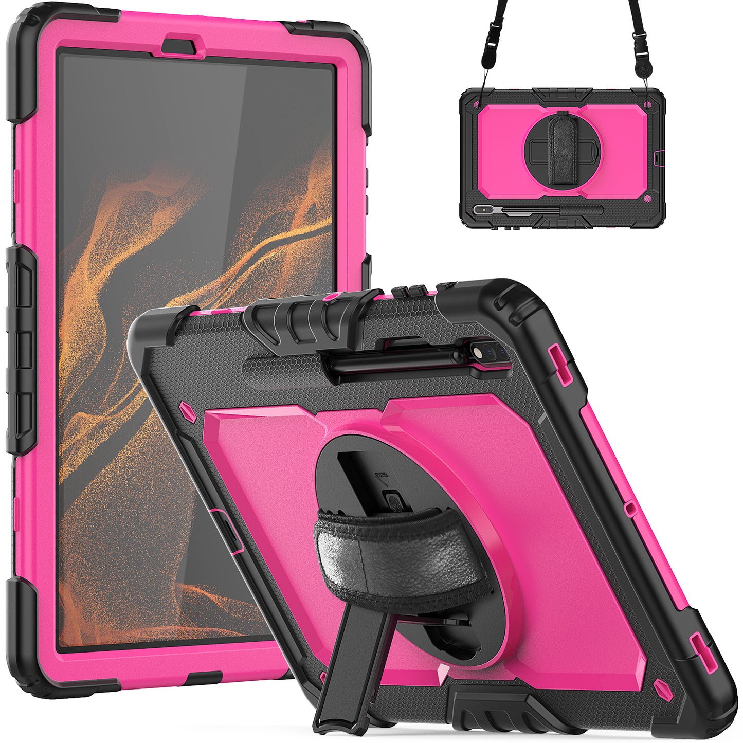 Tough Box Hand Strap Galaxy Tab S8+ Case Built-in Screen Protector