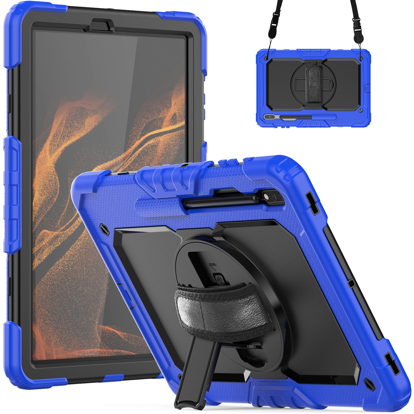 Tough Box Hand Strap Galaxy Tab S8+ Case Built-in Screen Protector