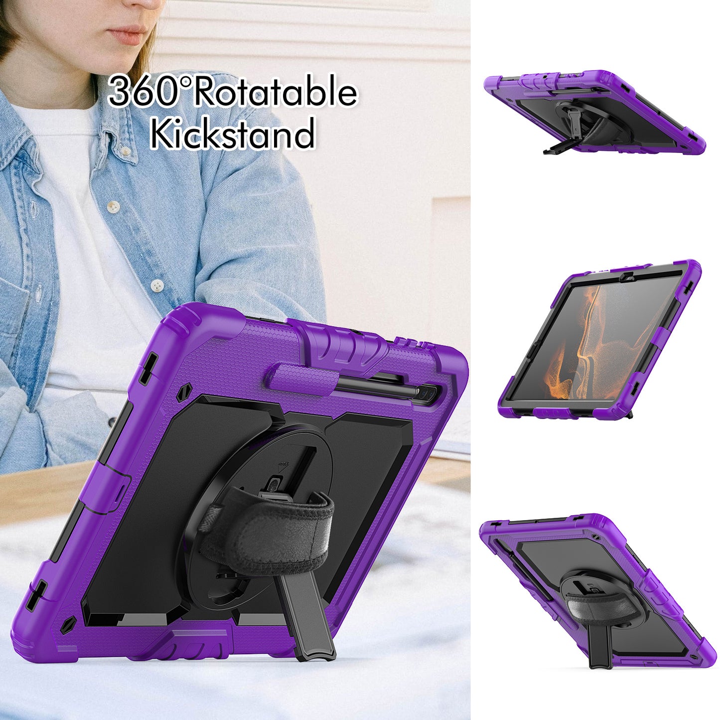 Tough Box Hand Strap Galaxy Tab S8+ Case Built-in Screen Protector