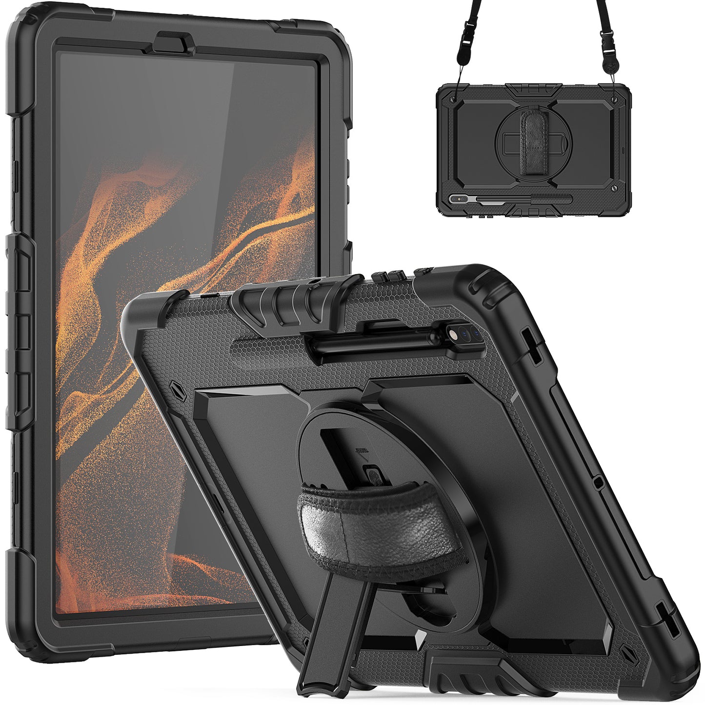 Tough Box Hand Strap Galaxy Tab S8+ Case Built-in Screen Protector