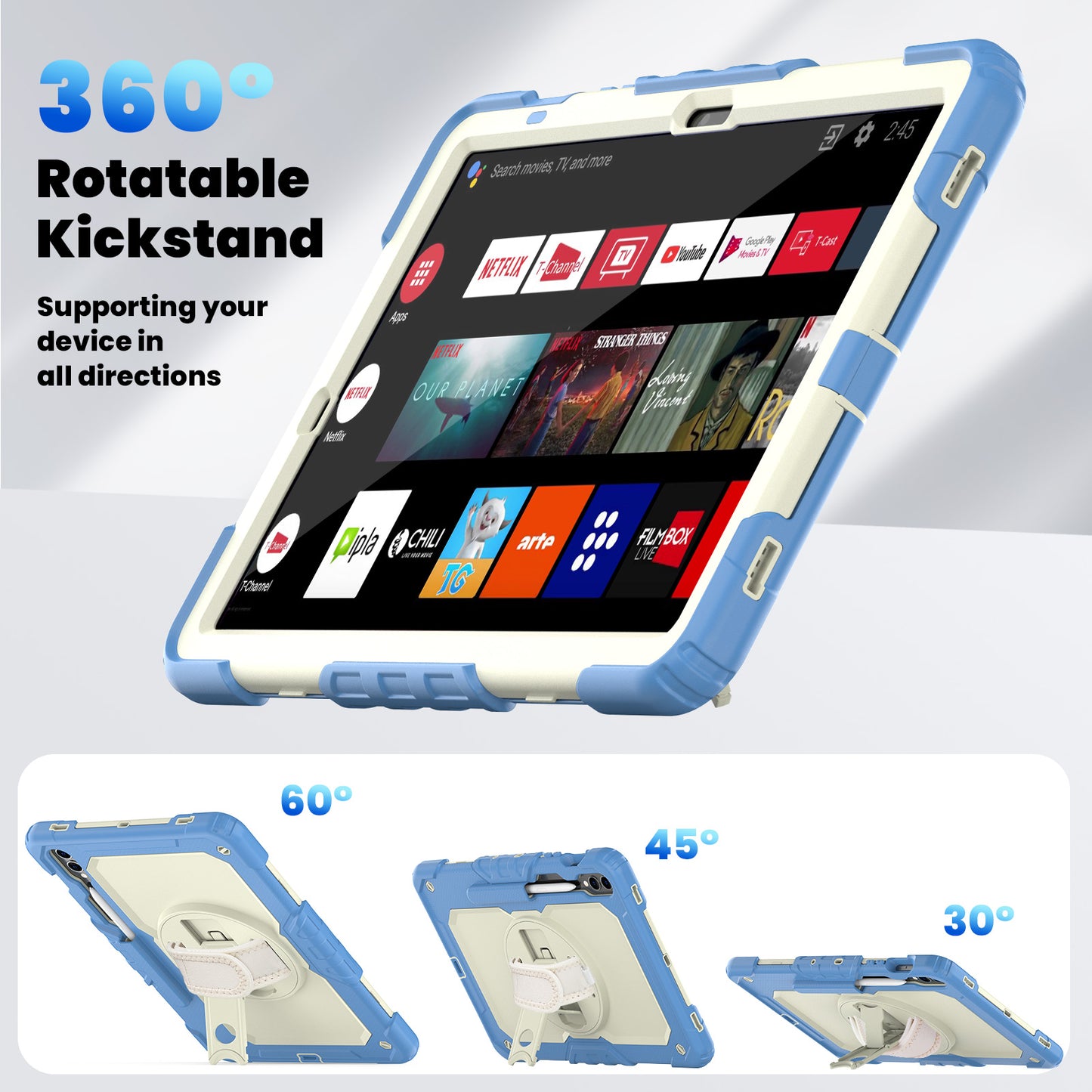 Tough Box Hand Strap Galaxy Tab S9 FE+ Case Built-in Screen Protector