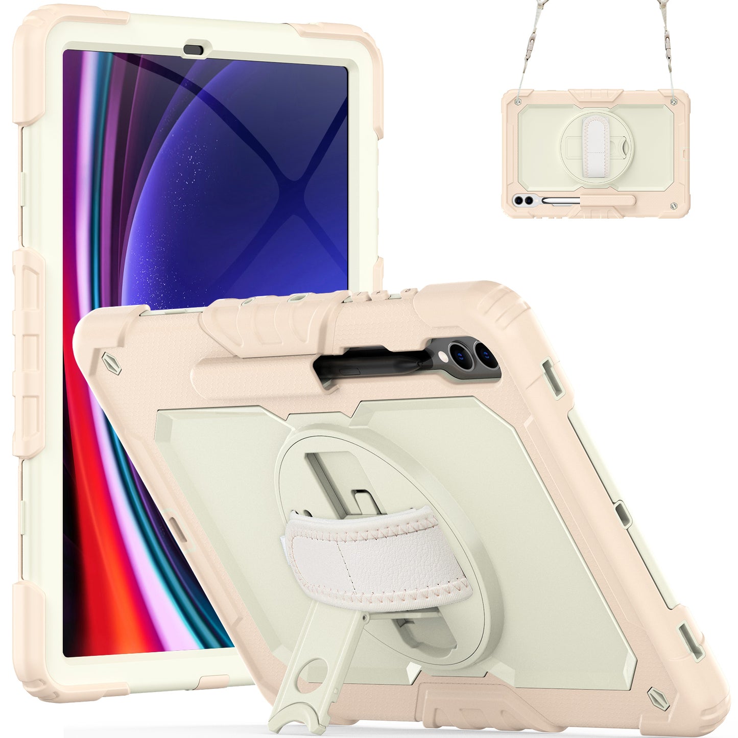 Tough Box Hand Strap Galaxy Tab S9+ Case Built-in Screen Protector