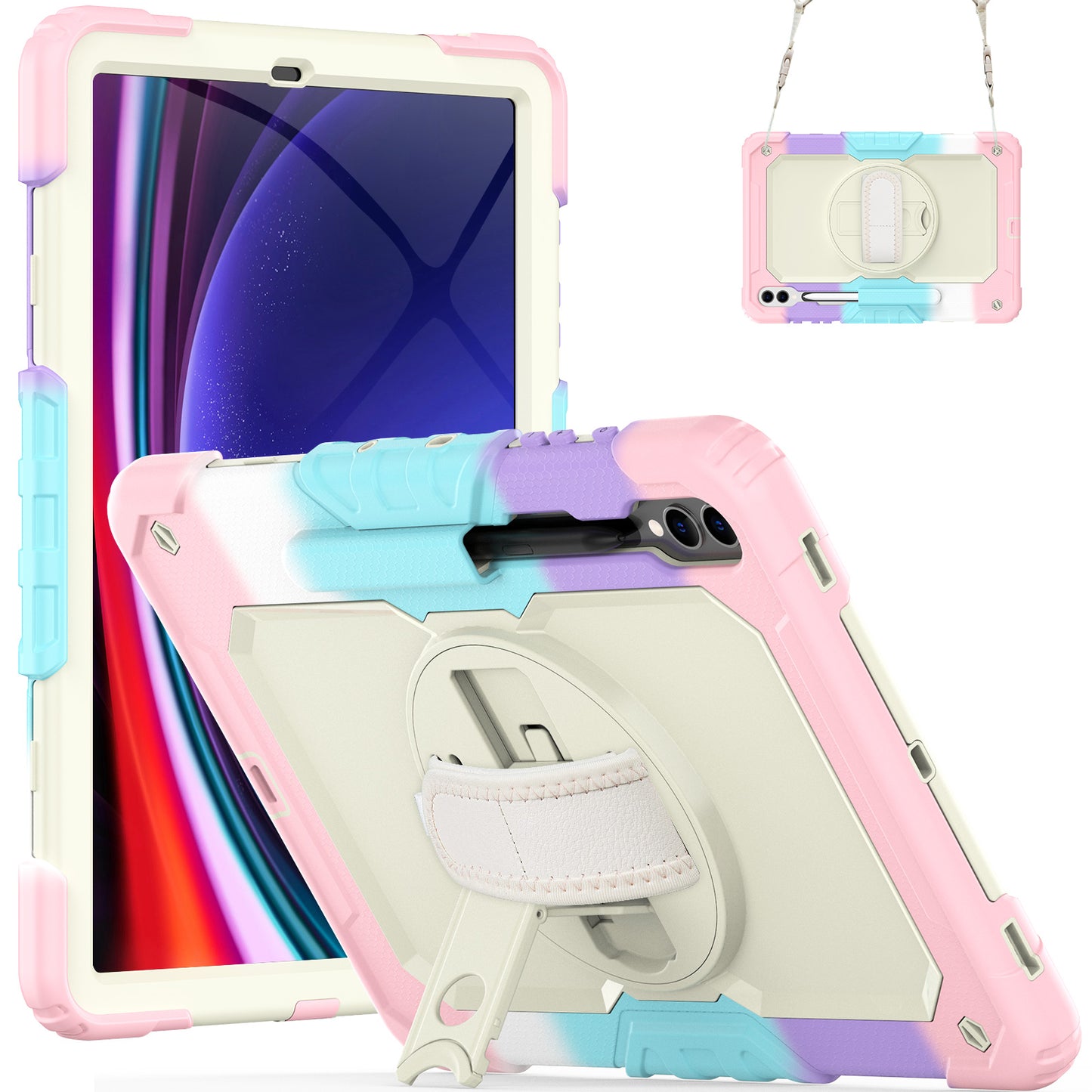 Tough Box Hand Strap Galaxy Tab S9+ Case Built-in Screen Protector