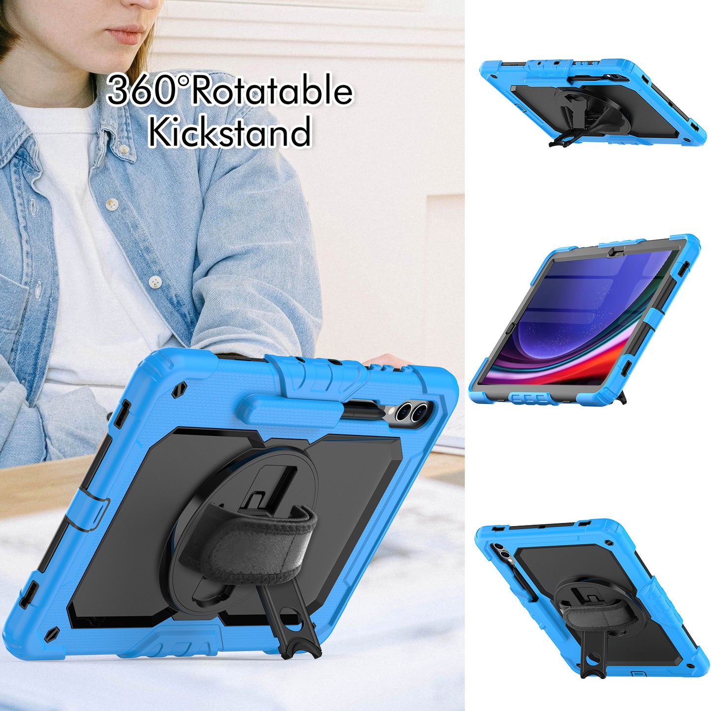 Tough Box Hand Strap Galaxy Tab S9+ Case Built-in Screen Protector