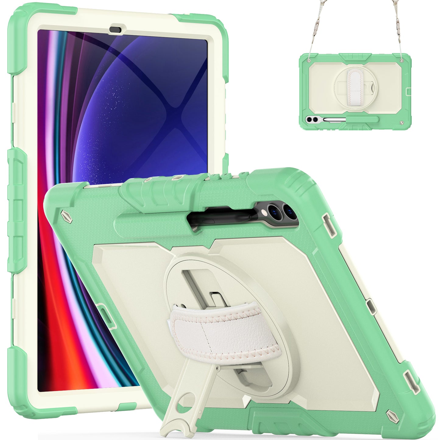 Tough Box Hand Strap Galaxy Tab S9+ Case Built-in Screen Protector