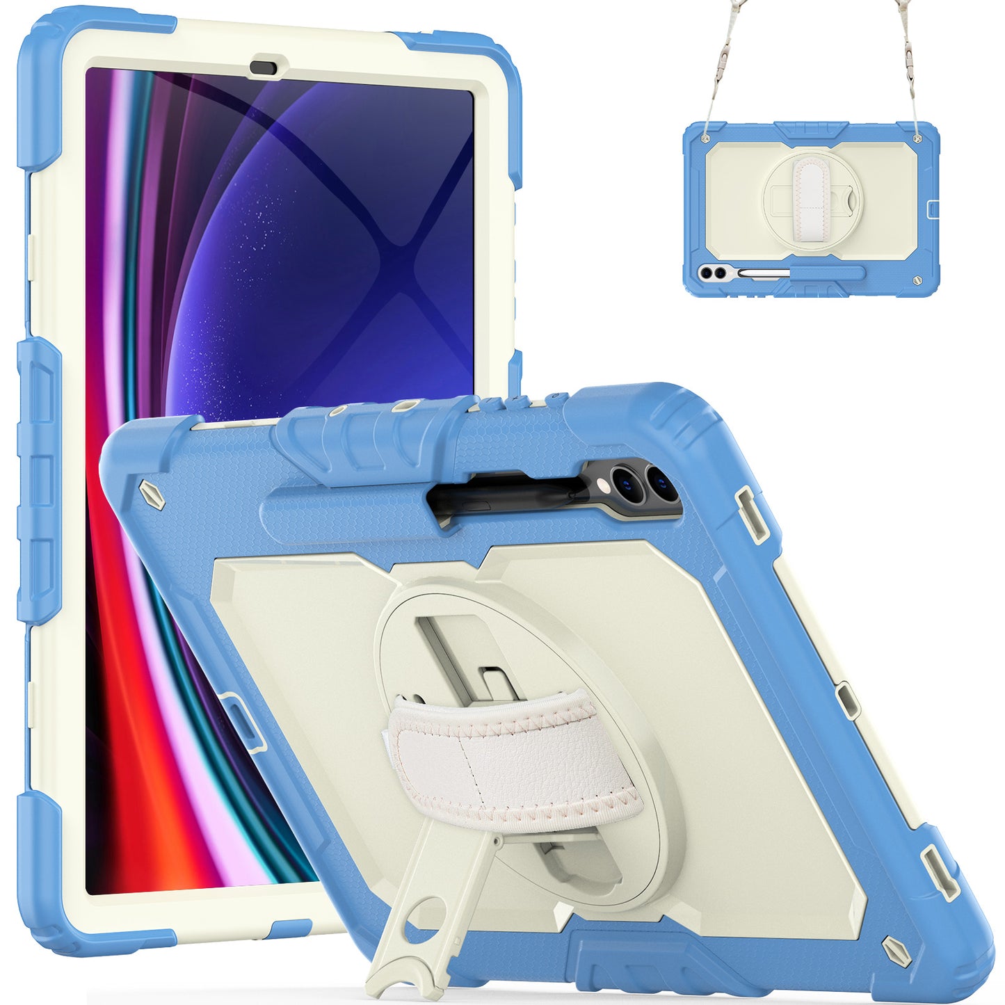 Tough Box Hand Strap Galaxy Tab S9+ Case Built-in Screen Protector