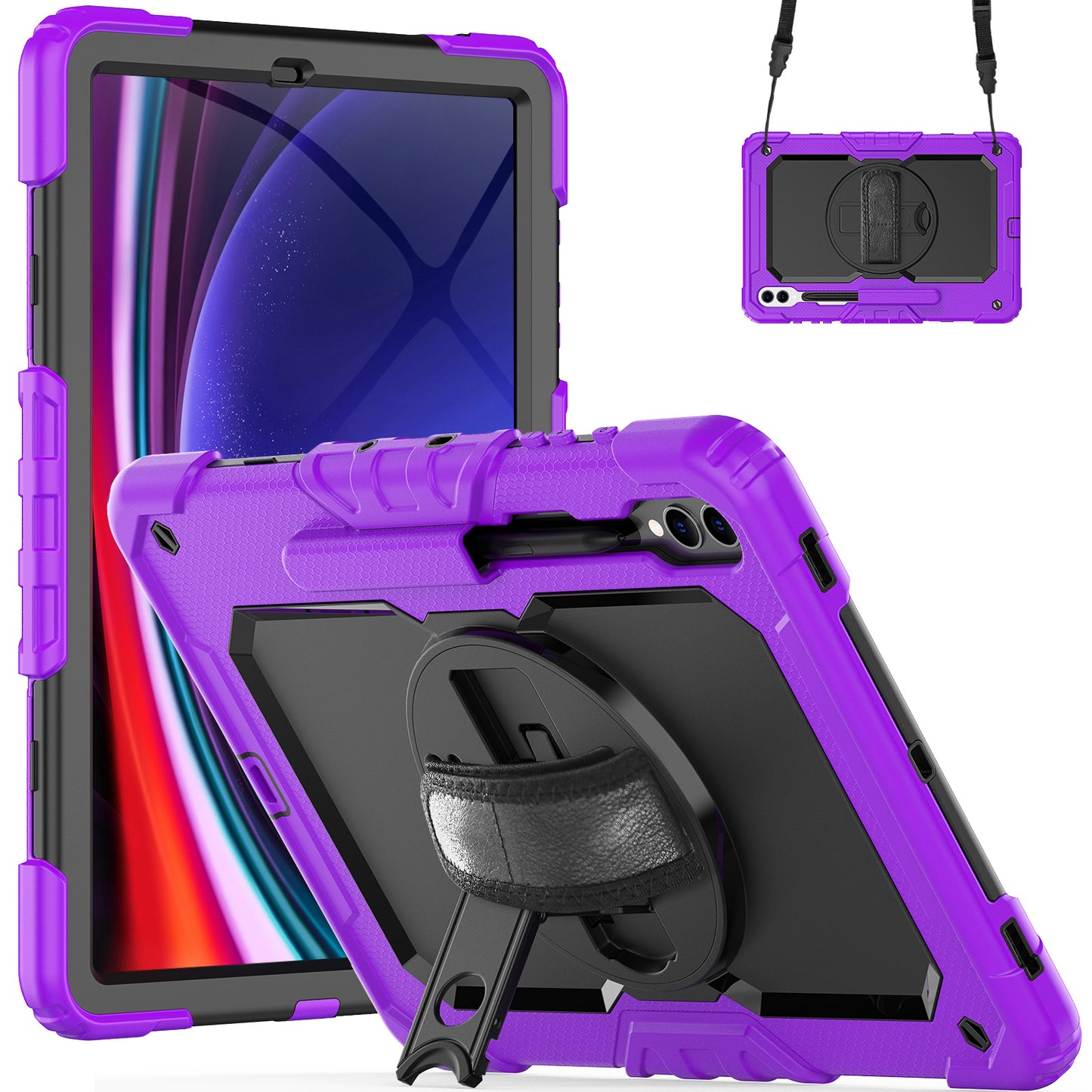 Tough Box Hand Strap Galaxy Tab S9+ Case Built-in Screen Protector