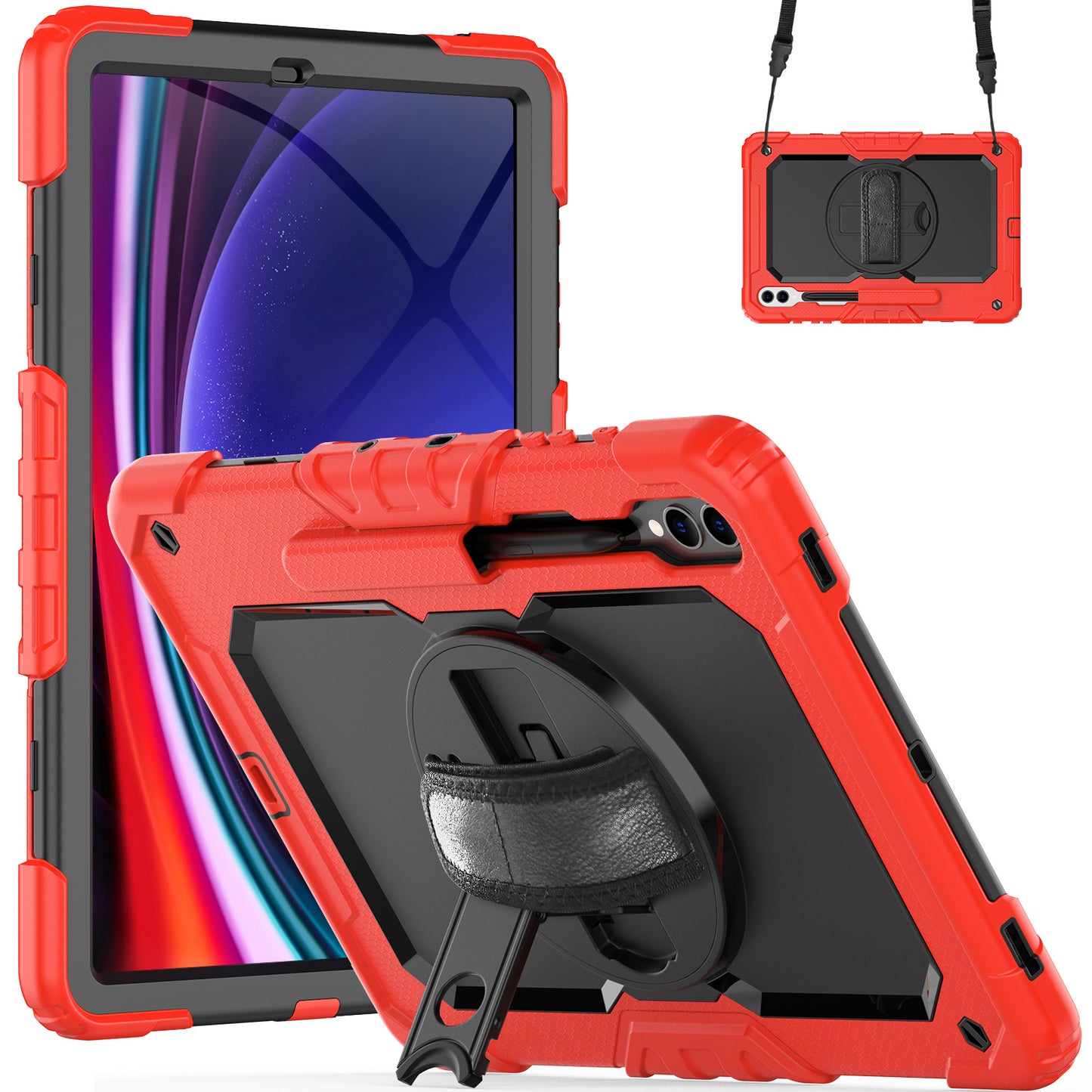 Tough Box Hand Strap Galaxy Tab S9+ Case Built-in Screen Protector