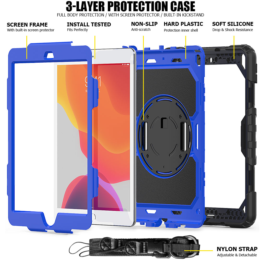 Tough Box Hand Strap iPad 7 Case Built-in Screen Protector