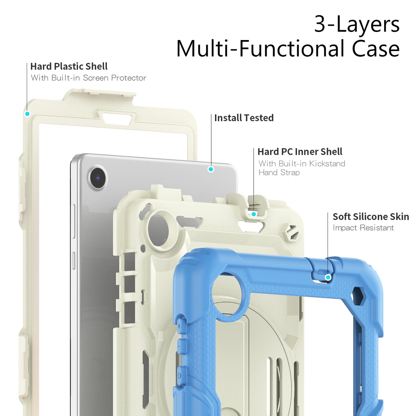 Tough Box Hand Strap Lenovo Tab M8 (2019) Case Built-in Screen Protector