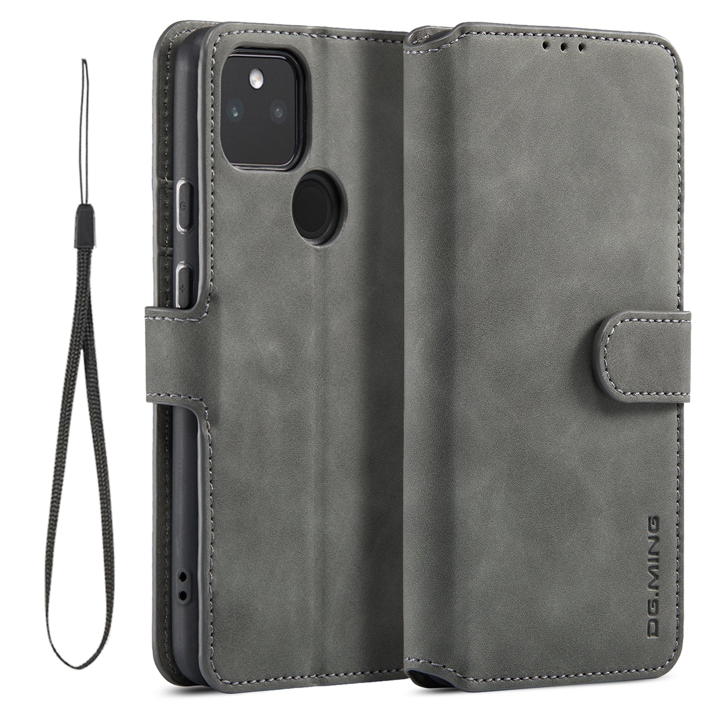 Retro Leather Edge Google Pixel 5A Case with Hand Strap