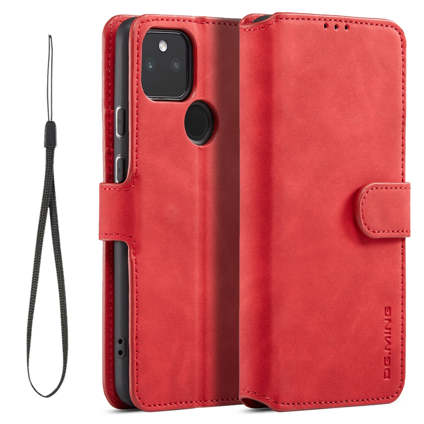 Retro Leather Edge Google Pixel 5A Case with Hand Strap