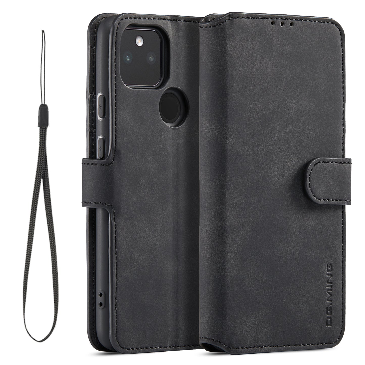 Retro Leather Edge Google Pixel 5A Case with Hand Strap