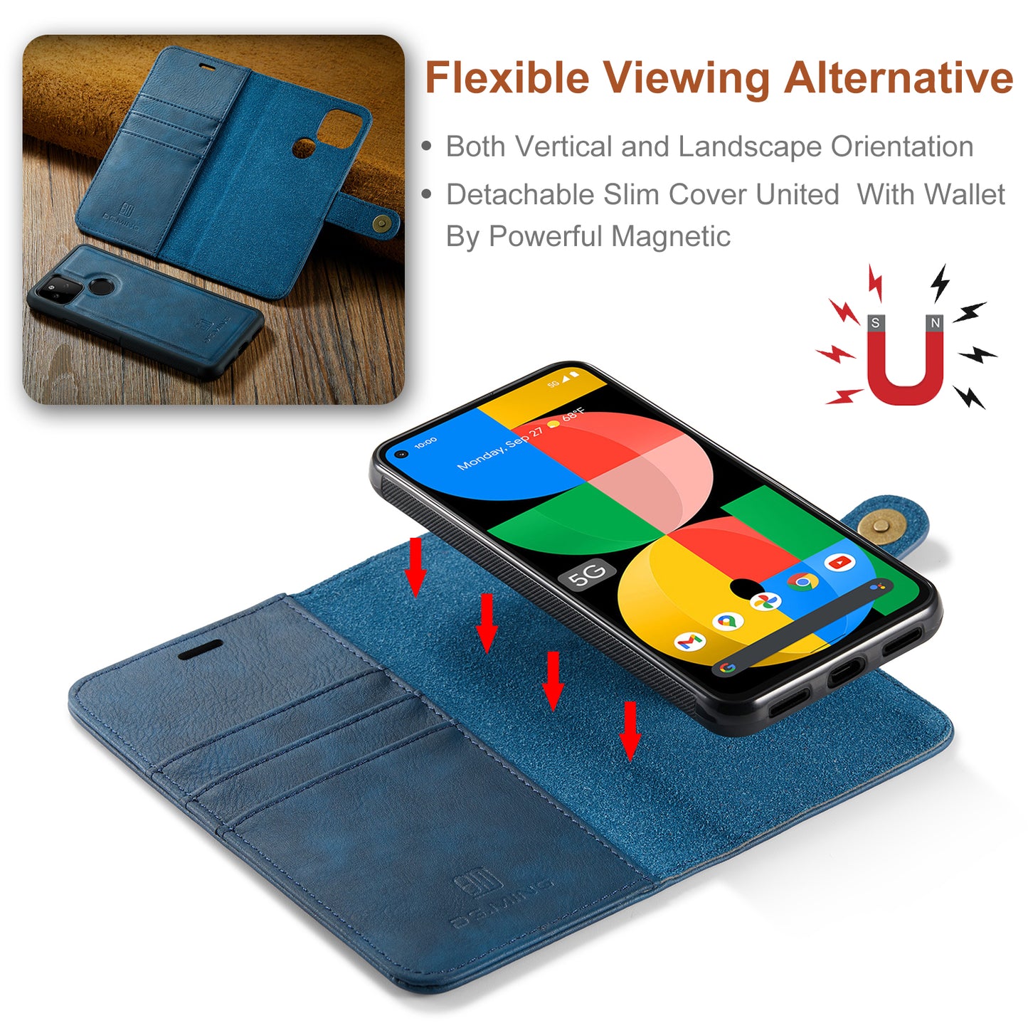 Wallet Detachable 2 In 1 Buckle Google Pixel 5A Case Magnetic