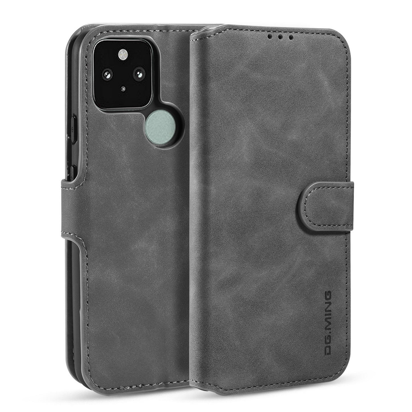 Retro Leather Edge Google Pixel 5 XL Case with Hand Strap