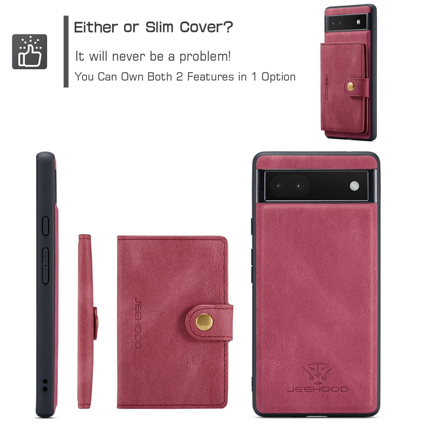 Magnetic Detachable Card Holder Galaxy A14 Case Leather Flip