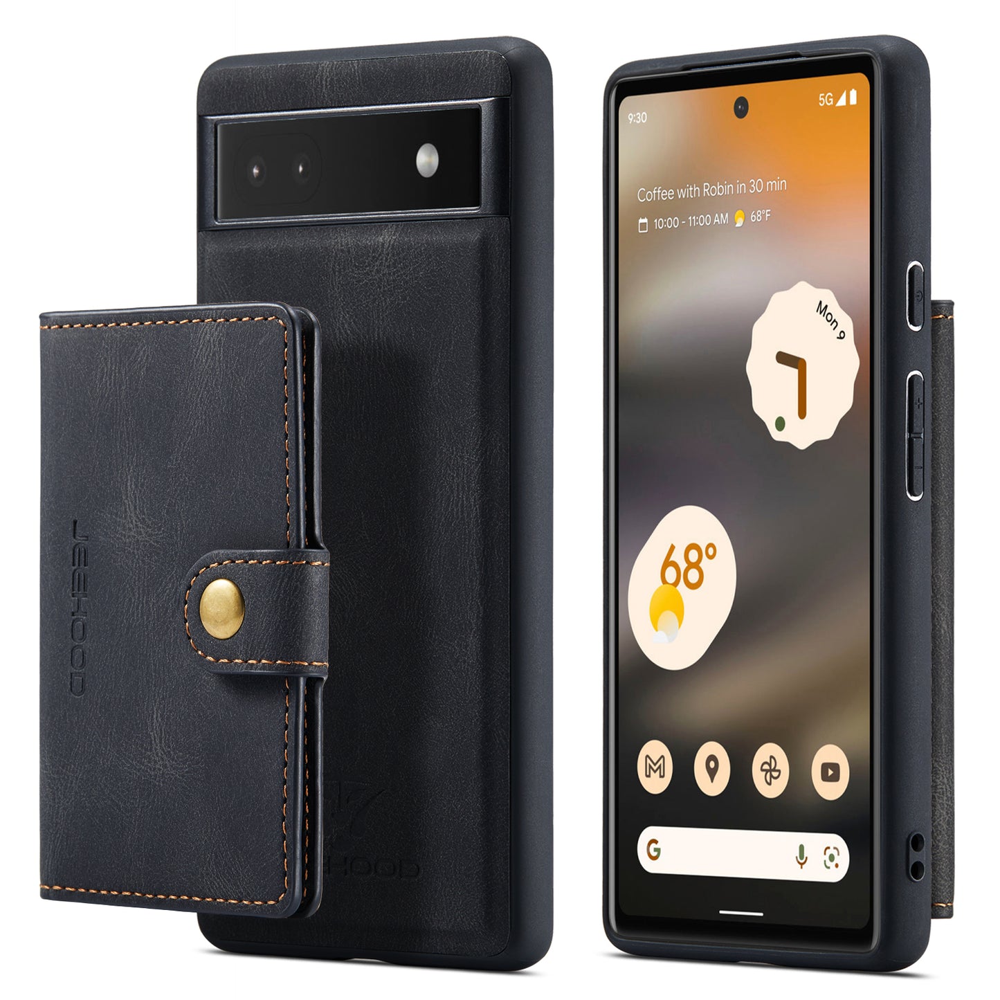 Magnetic Detachable Card Holder Google Pixel 6A Case Leather Flip