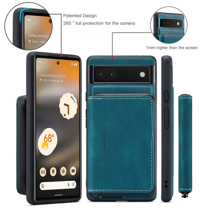 Magnetic Removable Zipper Wallet Google Pixel 6A Case Leather Back