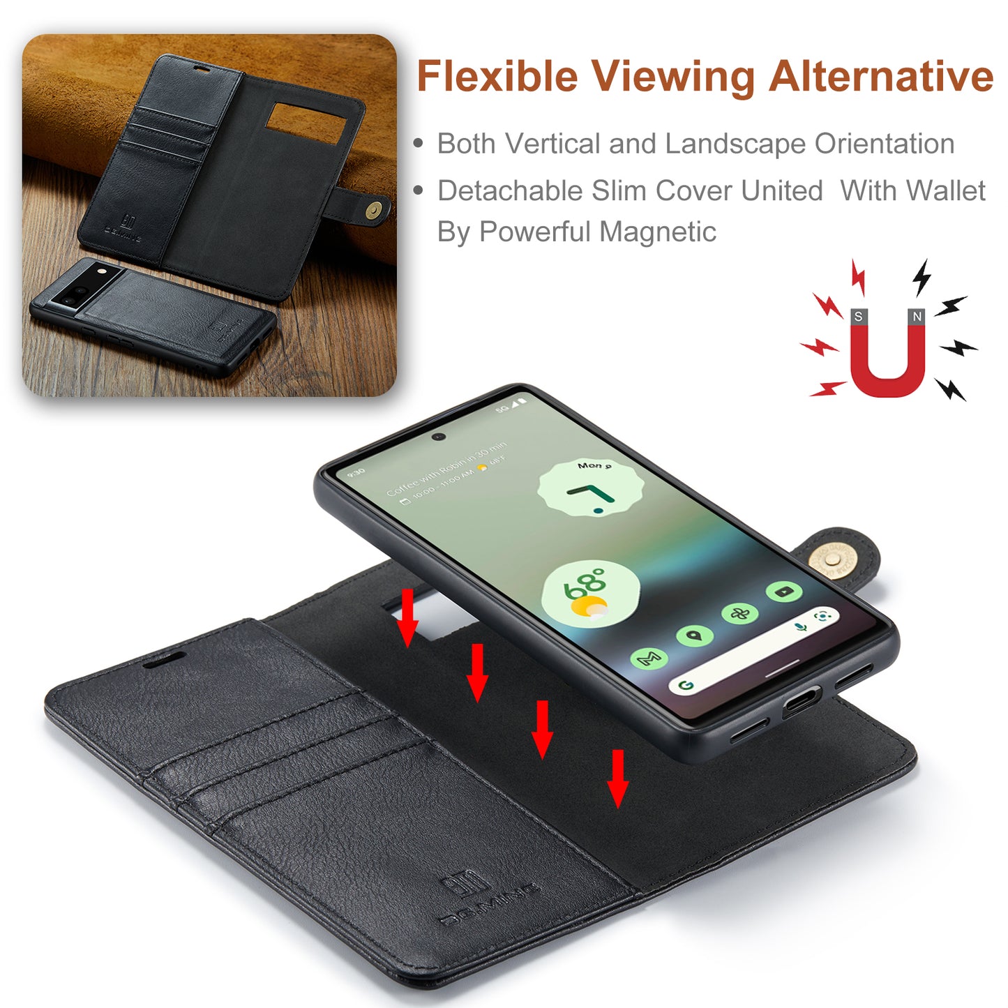 Wallet Detachable 2 In 1 Buckle Google Pixel 6A Case Magnetic