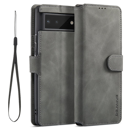 Retro Leather Edge Google Pixel 6 Case with Hand Strap