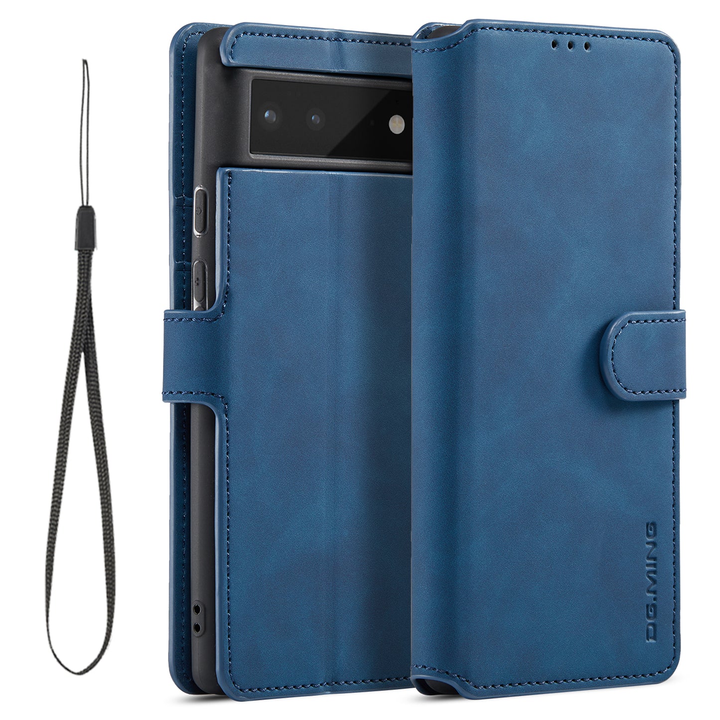 Retro Leather Edge Google Pixel 6 Case with Hand Strap