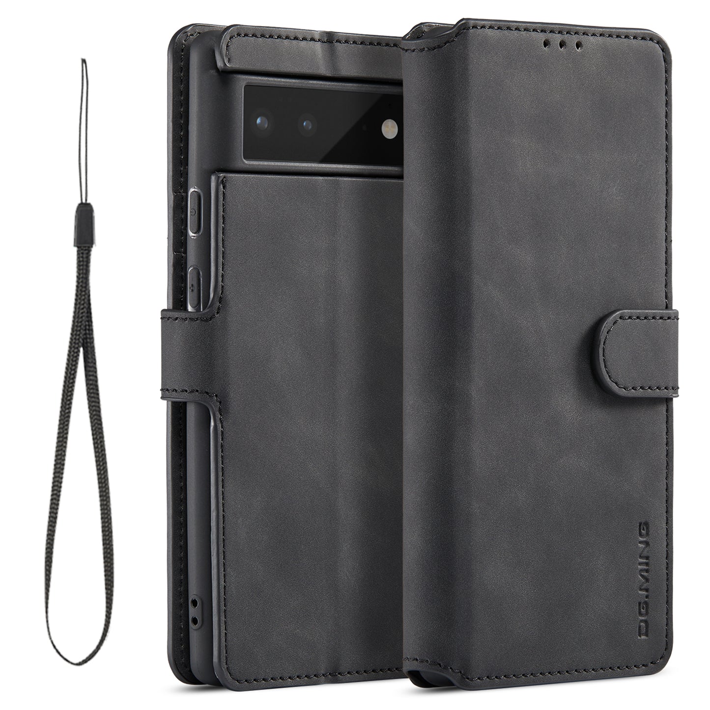 Retro Leather Edge Google Pixel 6 Case with Hand Strap