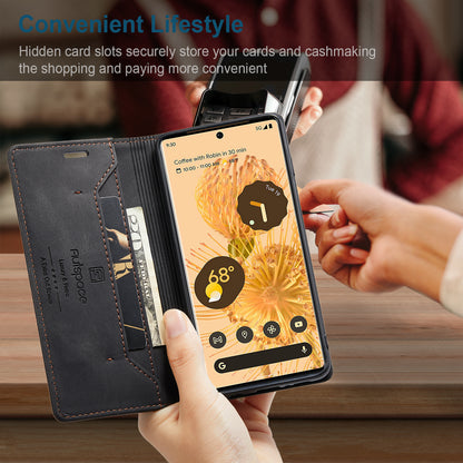 Luxury Retro Leather Google Pixel 6 Pro Case Magnetic Buckle RFID