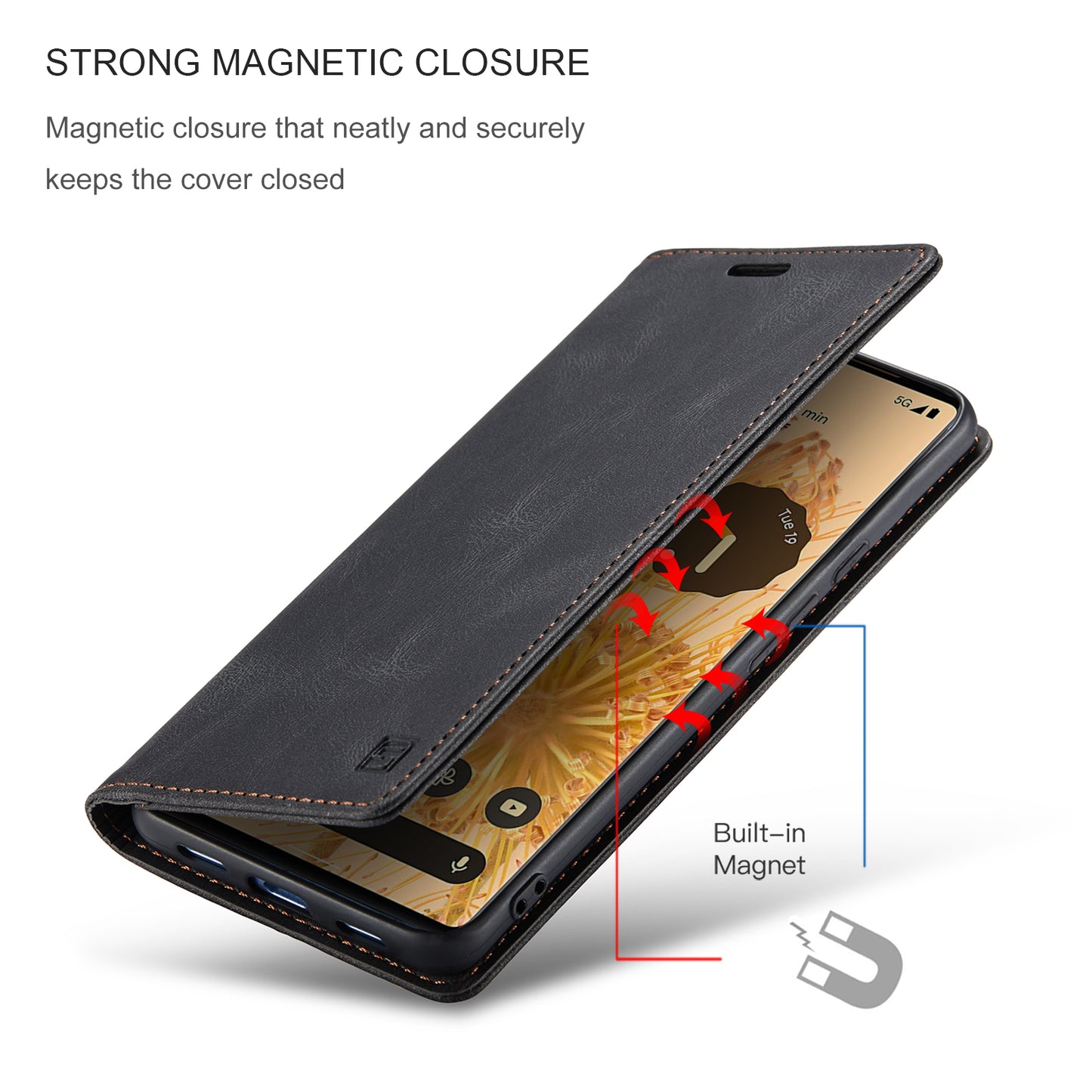 Luxury Retro Leather Google Pixel 6 Pro Case Magnetic Buckle RFID