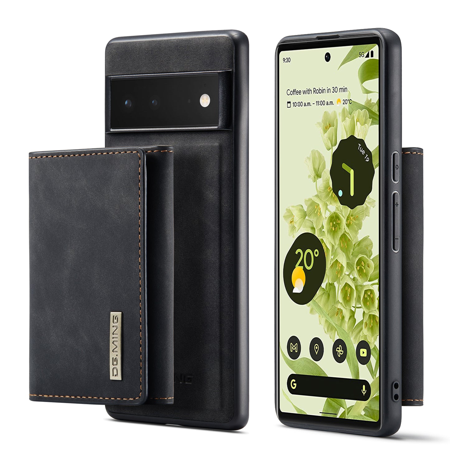 Retro Detachable Fold Wallet Google Pixel 6 Pro Case Magnetic Clip