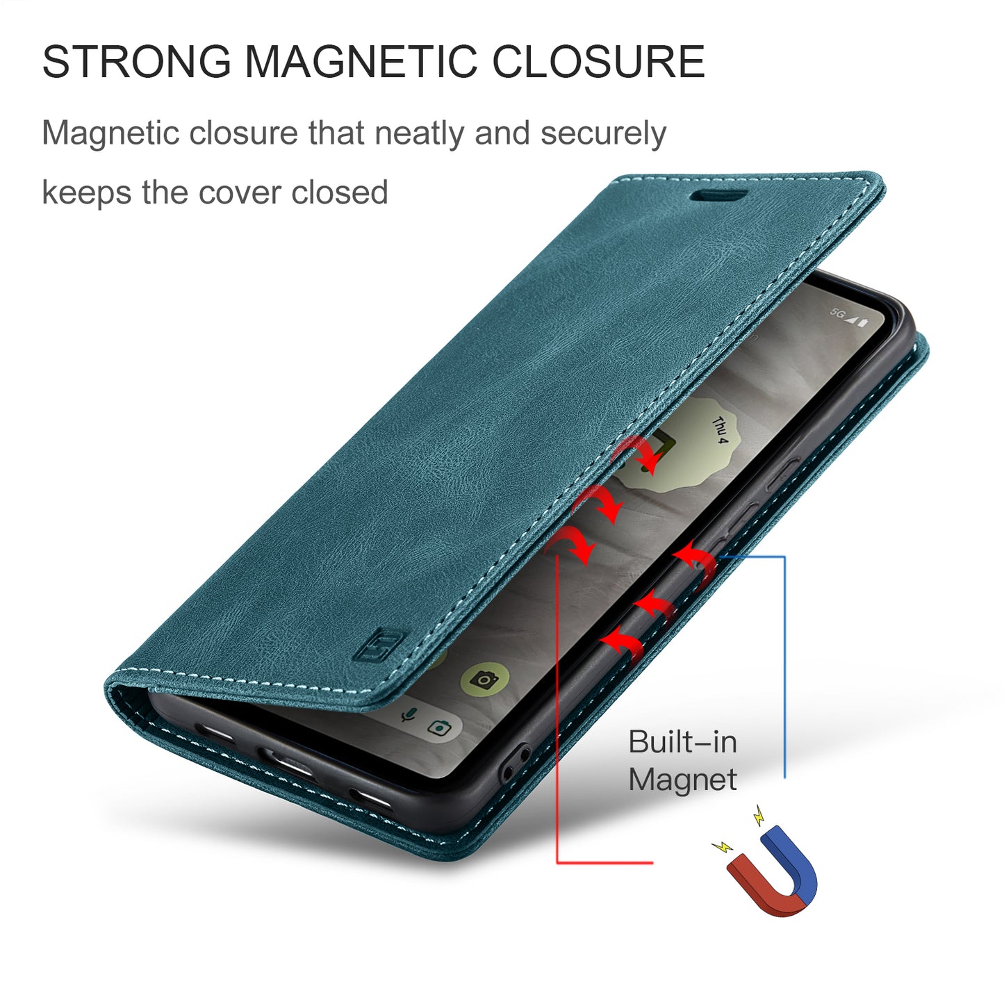 Luxury Retro Leather Google Pixel 7A Case Magnetic Buckle RFID