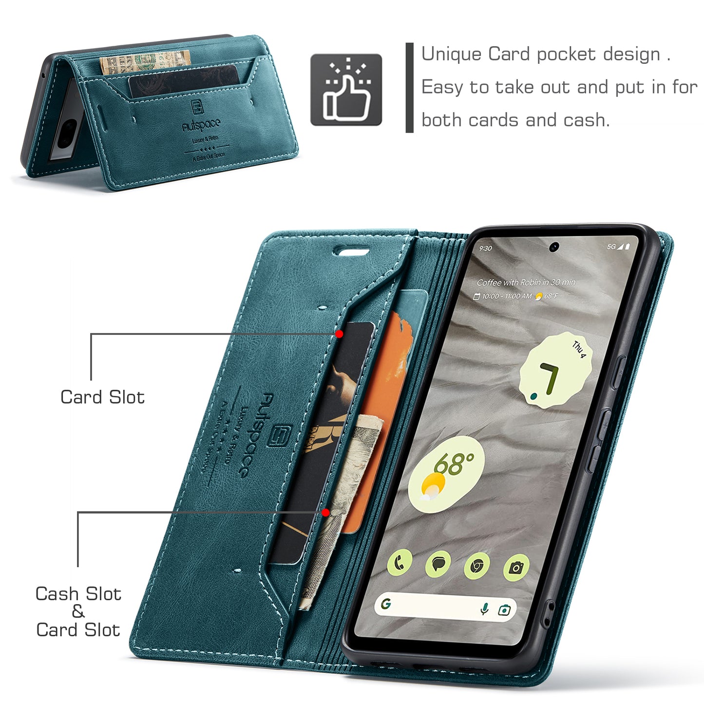 Luxury Retro Leather Google Pixel 7A Case Magnetic Buckle RFID