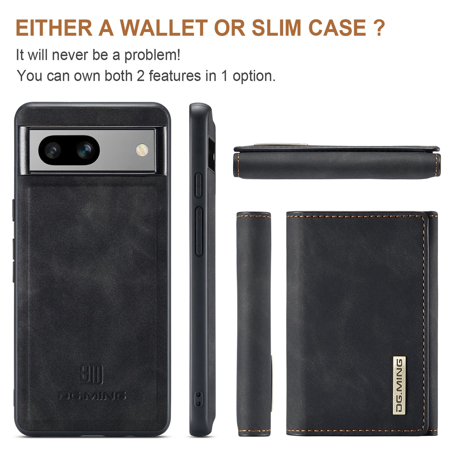 Retro Detachable Fold Wallet Google Pixel 7A Case Magnetic Clip