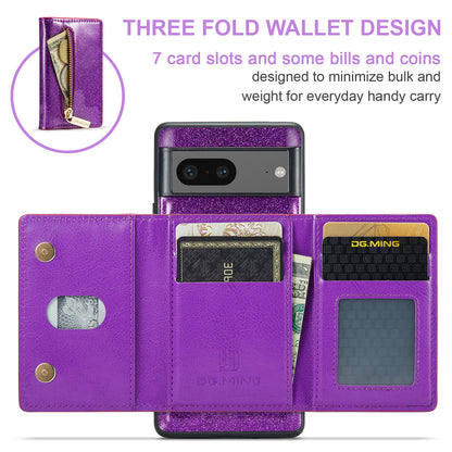 Glitter Leather 2-in-1 Wallet Zipper Google Pixel 7 Case Detachable