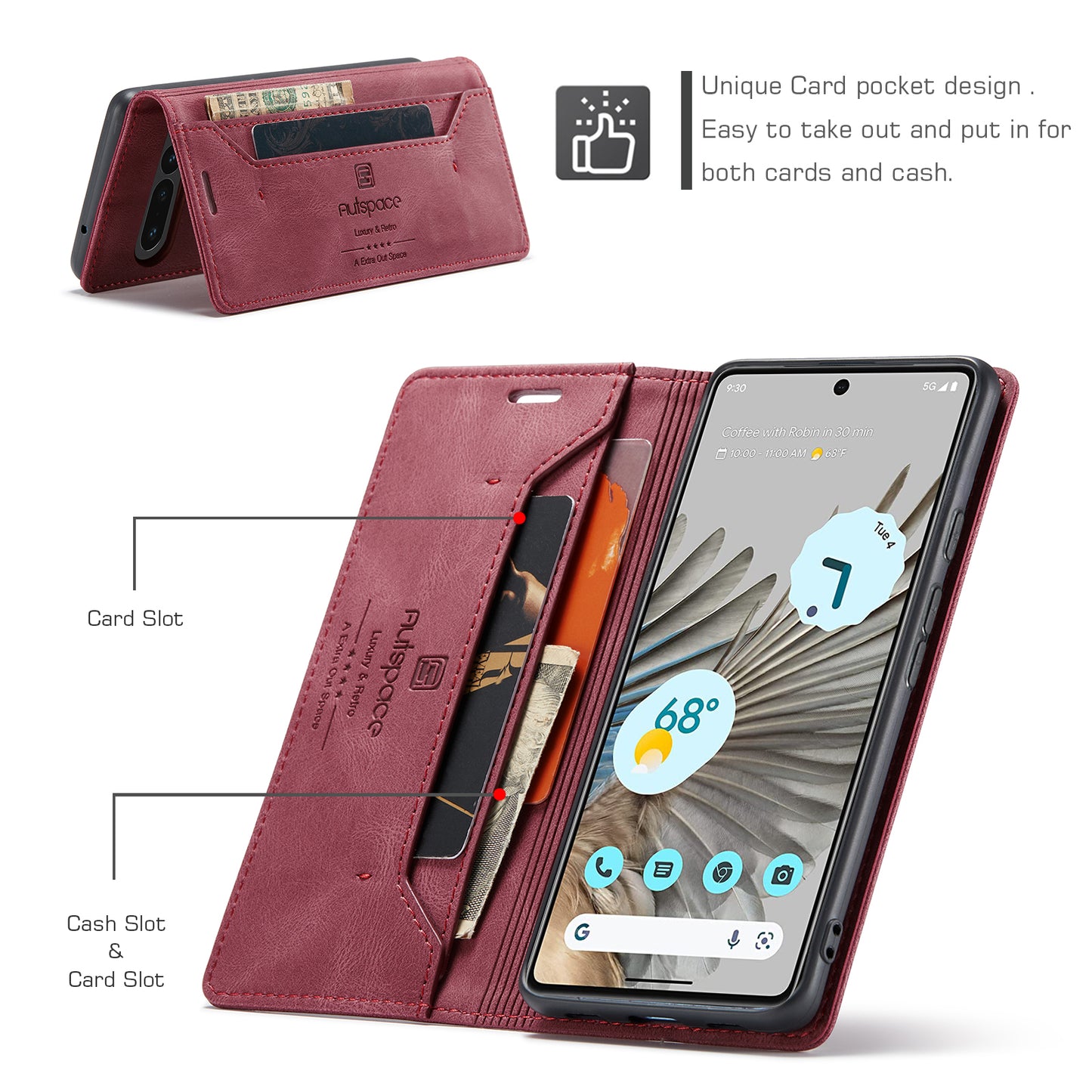 Luxury Retro Leather Google Pixel 7 Pro Case Magnetic Buckle RFID